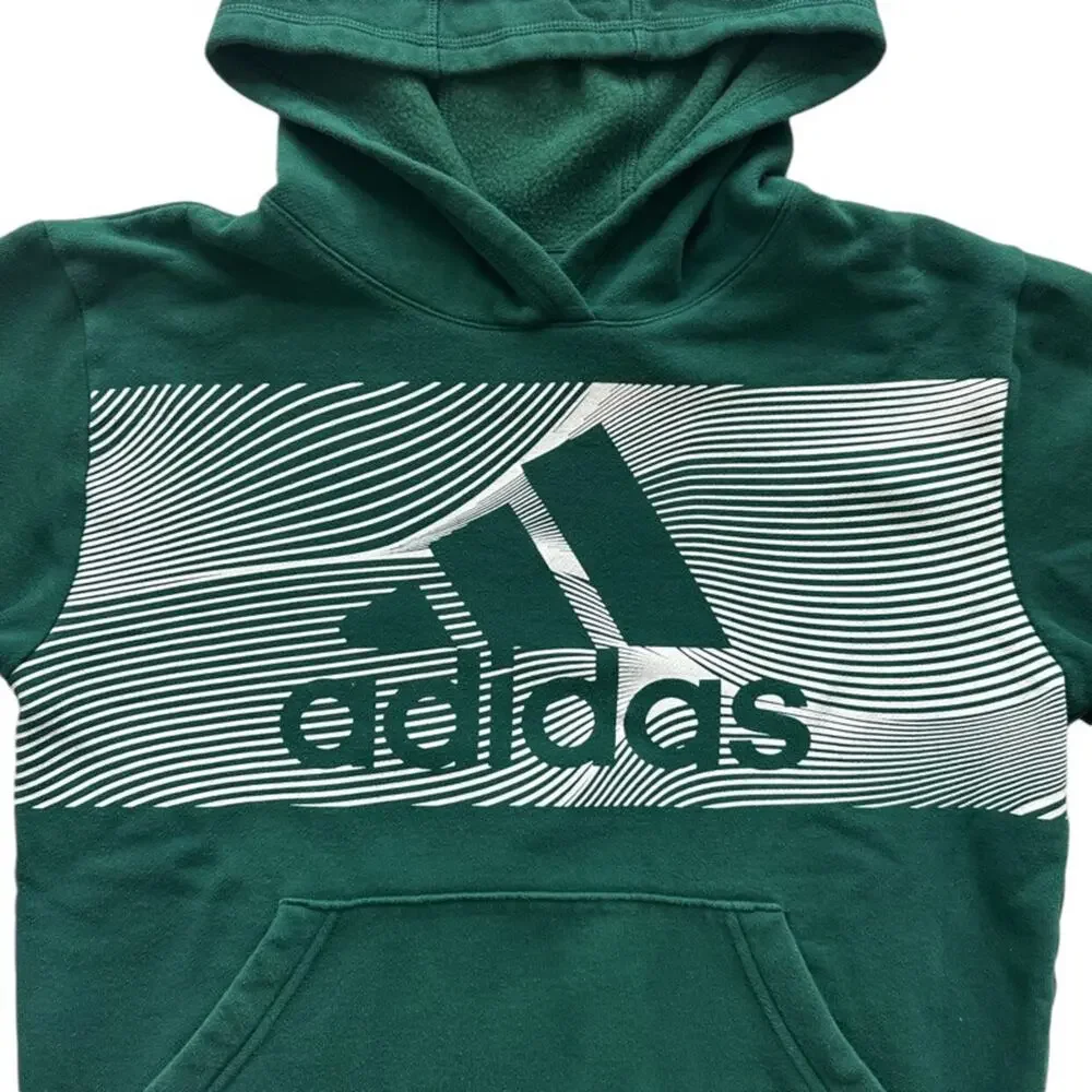Adidas Green Logo Hoodie Sweatshirt Size L(14/16)